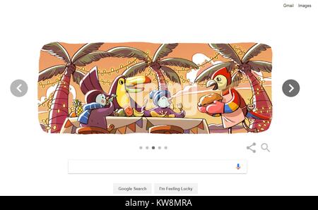 Allahabad, Uttar Pradesh, Indien. 31 Dez, 2017. Allahabad: Google verändert seine Doodle am Vorabend des neuen Jahres 2018 in Allahabad. Credit: Prabhat Kumar Verma/ZUMA Draht/Alamy leben Nachrichten Stockfoto