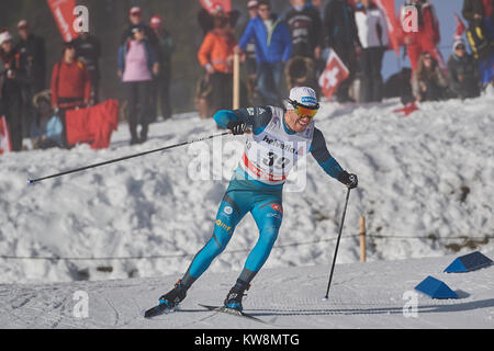 Lenzerheide, Schweiz, 31. Dezember 2017. MANIFICAT Maurice (FRA) während der Mens 15 km klassisch Konkurrenz an den FIS Langlauf Weltcup Tour de Ski 2017 in Lenzerheide. © Rolf Simeon/Verkünden/Alamy leben Nachrichten Stockfoto