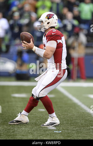 Seattle, Washington, USA. 31 Dez, 2017. Arizona Quarterback Blaine Gabbert (5) in Aktion wie die Arizona Cardinals spielen die Seattle Seahawks in einem NFL Spiel im Century Link Feld in Seattle, WA. Credit: Jeff Halstead/ZUMA Draht/Alamy leben Nachrichten Stockfoto