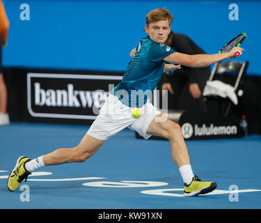 DAVID GOFFIN (BEL) spielen an der Hopman Cup 2018 in der Arena von Perth - Perth, Australien. Stockfoto