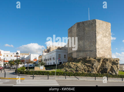 Tarifa Spanien. Maurische Festung, Burg von Guzman El Bueno, Tarifa, Costa de la luz, Andalucía, Spanien. Stockfoto