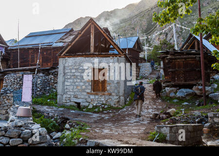 Landschaften um Chitkul Dorf aus dem Road Trip von Spiti Valley, Himachal Pradesh, Indien. Stockfoto