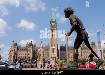 Das House of Commons und mittleren Block der Gebäude des Parlaments in Ottawa, Ontario, Kanada. Stockfoto