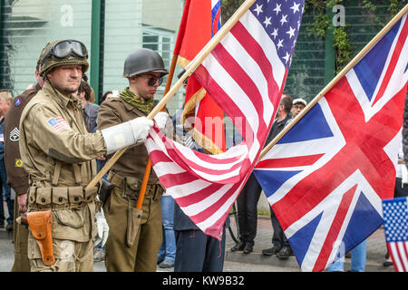 Feierlichkeiten der befreiten Stadt, Pilsen Tschechische Stadt, Pilsen Tschechische Republik 2. Weltkrieg US-Soldaten Stockfoto