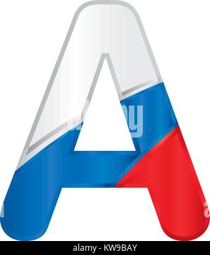 Buchstabe A mit den Farben der russischen Flagge lackiert, weiß, blau und rot-Vektor Bild Stock Vektor