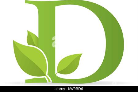 Logo mit dem Buchstaben d Der grüne Farbe mit grünen Blättern - Vektorbild eingerichtet Stock Vektor