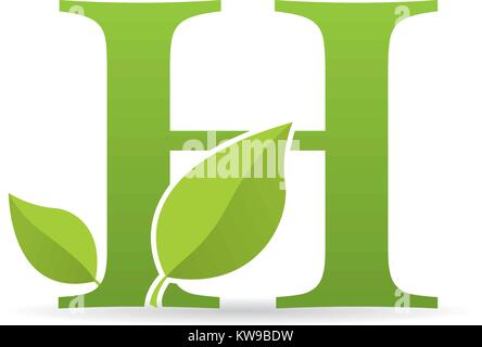 Logo mit Buchstabe h Der grüne Farbe mit grünen Blättern - Vektorbild eingerichtet Stock Vektor