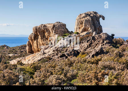 Eine der Felsformationen, die der Künstler Salvador Dali, Cap de Creus, Katalonien, Spanien inspiriert Stockfoto