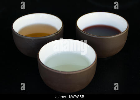 3 verschiedene traditionelle Tees von Laos Stockfoto