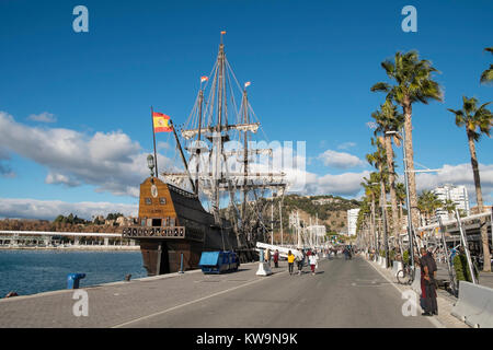 Galaeon Andalusien. Hafen von Malaga, Spanien Stockfoto