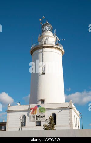 200 aniversary von "La Farola". Hafen von Malaga, Andalusien, Spanien. Stockfoto