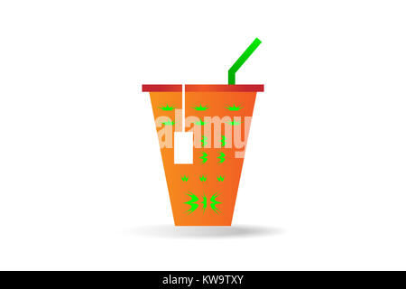 Glas Tee auf weißem Hintergrund Vector Illustration Stockfoto