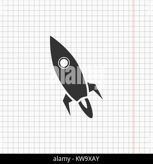 Flache rocketship Symbol auf einem copybook Abbildung Stock Vektor