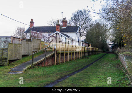 Ehemaliger Bahnhof auf dem Hudson Weise Rail Trail auf der Route der ehemaligen York nach Beverley Eisenbahn, Kiplingcotes, East Riding, Yorkshire, England. Stockfoto