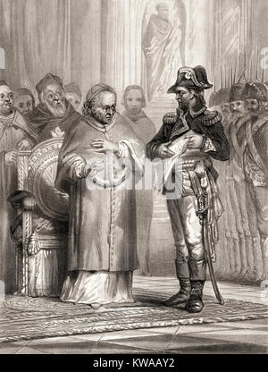 Der französische General Radet unter Papst Pius VII. als Gefangener in 1809 Stockfoto