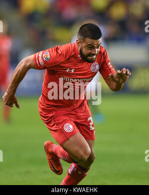 Dez 30, 2017: Toluca Mittelfeldspieler Alexis CANELO (25) jagt eine Kugel während der Tour Ãguila Fußballspiel zwischen Toluca und Verein Amerika bei BBVA Compass Stadion in Houston, TX. Chris Brown/CSM Stockfoto