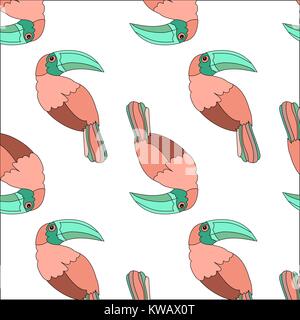 Romantische floral background. Blume. Lustige cartoon Rainbow Toucan Vogel Stock Vektor