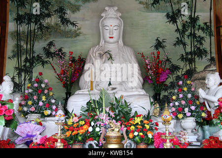 Weiße Statue der Göttin Guan Yin in der buddhistischen Tempel, Putoshan, China Stockfoto