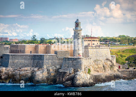 Havanna, Kuba Light House von La Cabana Fort. Stockfoto