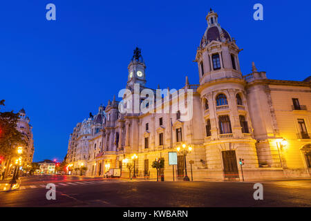 Valencia Rathaus auf der Plaza del Ayuntamiento in Valencia. Valencia, Valencia, Spanien. Stockfoto