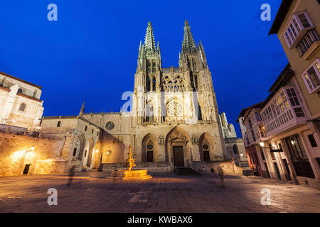 Burgos Kathedrale an der Plaza de San Fernando. Burgos, Kastilien und Leon, Spanien. Stockfoto