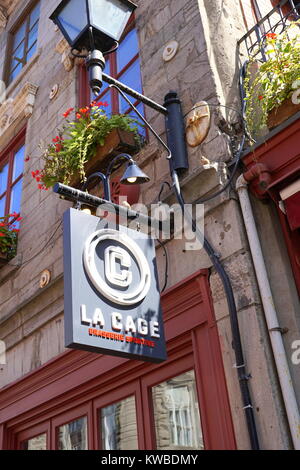 La Cage - Brasserie sportliche Restaurant in der Altstadt von Montreal, Quebec, Kanada Stockfoto
