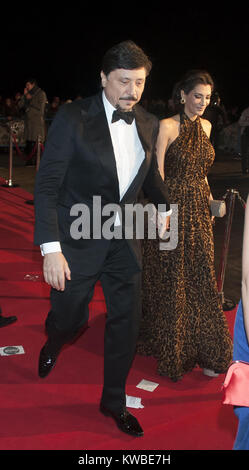 MADRID, Spanien - 09 Februar: Carlos Bardem (Javier Bardem's Bruder) und Freundin Celia Ges Goya Kino Awards 2014 im Centro de Congresos Principe Felipe am 9. Februar in Madrid 2014 besucht, Spanien Personen: Carlos Bardem (Javier Bardem's Bruder) und Freundin Celia Ges Stockfoto