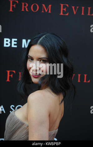 NEW YORK, NY - 24. Juni: Olivia Munn besucht die Deliver uns von dem Bösen" Screening von Screen Gems & Jerry Bruckheimer Filme mit der Kino Gesellschaft in der SVA Theater veranstaltet am 24. Juni 2014 in New York City. Personen: Olivia Munn Stockfoto