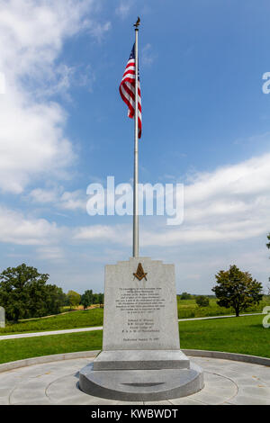 Der Freimaurer Denkmal in Valley Forge National Historical Park (U.S. National Park Service), Valley Forge, Pennsylvania, USA. Stockfoto