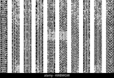 Satz von zehn schäbig, grunge Stil, schmutzige Vektor Spuren der Reifen. Stock Vektor