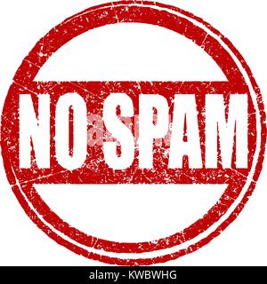 Rote Vektor grunge Gummistempel mit Bildunterschrift kein Spam Stock Vektor