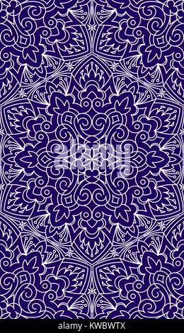 Nahtlose abstrakte Tribal Muster. Hand gezeichnet der ethnischen Struktur. Vector Illustration in dunklen Blautönen. Stock Vektor