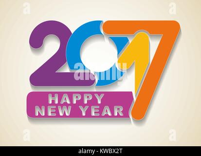 Frohes Neues Jahr bunte Urlaub Karte mit geometrischen Farbe Zahlen 2017. 2017 Kalender Vorlage oder Gruß Vector Illustration Stock Vektor