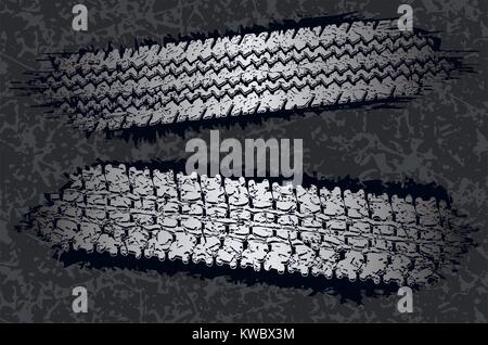 Abstrakte Reifenspuren, die Texturen des Verkehrs Vector Illustration. Vorlage für Car Race Design in grunge Stil. Stock Vektor
