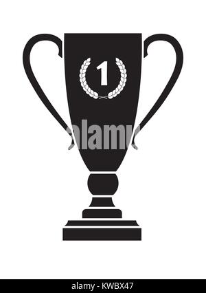 Meister Schale mit Lorbeerkranz und die Ziffer Eins. Sport Symbol vektor Illustration. Stock Vektor