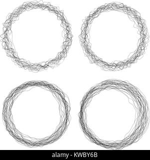 Satz mit 4 runden grunge Kabel schwarz Vektor frames Stock Vektor