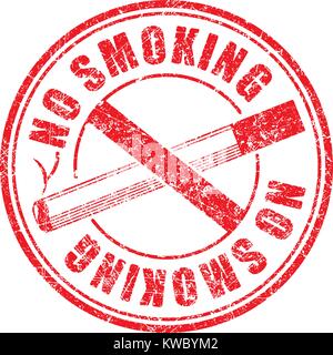 Rauchen rote runde grunge Stempelabdruck auf weißem Hintergrund, Vector Illustration. Stock Vektor