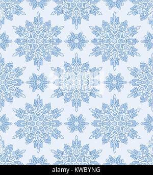 Nahtlose abstraktes Muster. Hand gezeichnet Textur, Weihnachten Hintergrund, Schneeflocke, Vector Illustration in blauen Farbtönen. Stock Vektor