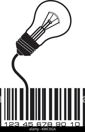 Konzeptionelle Symbol mit Barcode und Beleuchtung Lampe Stock Vektor