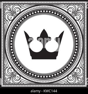 Ungewöhnliche, dekorativer Spitze Ornament, Quadrat vintage Frame mit Krone in der Mitte platzieren. Stock Vektor