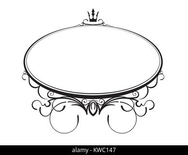 Eleganten klassischen Stil Ovaler Rahmen mit Krone. Vector Illustration. Stock Vektor