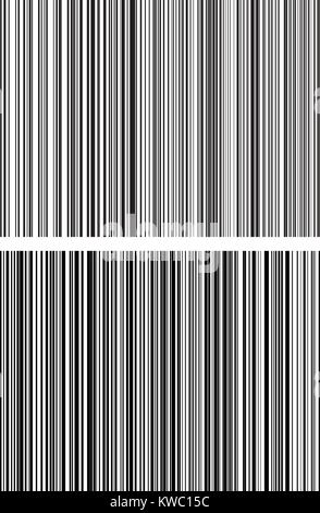 Paar geraden, parallelen schwarzen und weißen Linien von Dick dünn auf. Sich wiederholende vertikale Linie. Stock Vektor