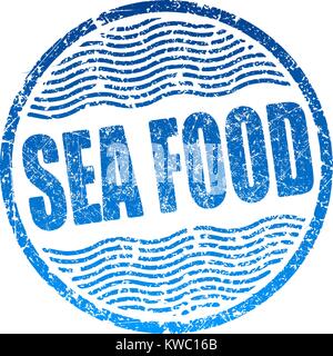 Sea Food blau Grunge style Stempel Stock Vektor