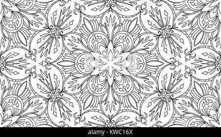 Nahtlose abstrakte Tribal Schwarz-weiss Muster. Hand gezeichnet der ethnischen Struktur. Vector Illustration. Stock Vektor