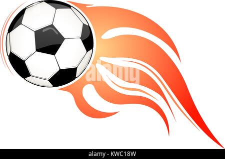 Flaming Ball. Fußball oder Fußball Design für Emblem oder Logo. Stock Vektor
