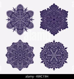 Abstrakte Vector schwarz runde Spitze Designs - Mandalas, ethnischen dekorative Elemente. Kann als Anti stress Therapie verwendet werden. Stock Vektor