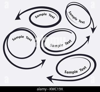 Set mit 5 gewendelt gebogene Pfeile, Symbole für Text oder Werbung Design. Vector Illustration Stock Vektor