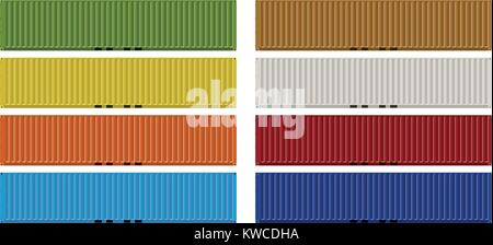 Vierzig Fuß ISO-Cargo Container in acht Farben Vector Illustration Stock Vektor