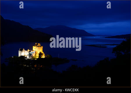 Letzte licht Eilean Donan Castle Stockfoto
