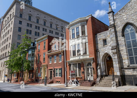 Historische Gebäude auf der Pine Street, Harrisburg, Pennsylvania, USA. Stockfoto